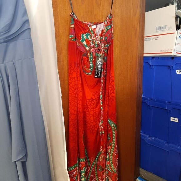 NEW ! Shuisiqing Women Backless Maxi Dress MultiColor Floral Size M - Picture 1 of 5